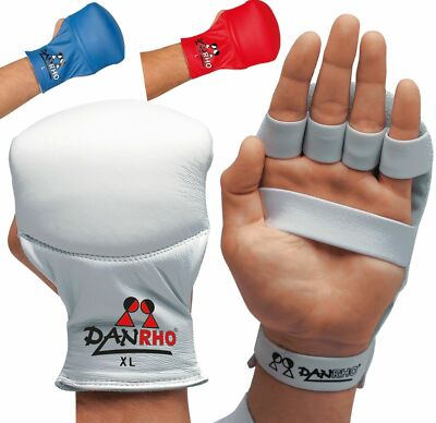 DANRHO Handschützer Spezial Ju Jutsu Karate Jiu Jitsu Handschuhe Leder rot blau 