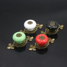 2PCS Retro Blumenmuster Keramik Zinklegierung Knöpfe Tür Griff Möbel Schublade