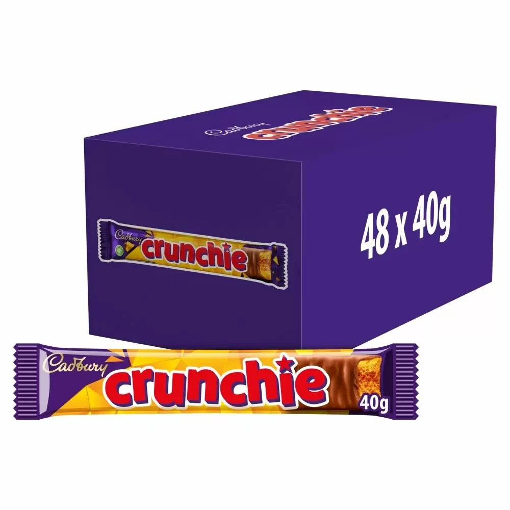 Cadbury Crunchie Chocolate Bar 40g Honeycomb Centre  48x40g full box