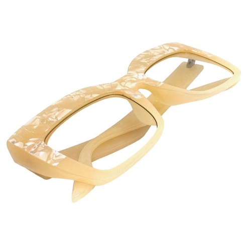 Oversized Classic Retro Clear Lens Slight Tint SUN GLASSES Big Thick Cream Frame - Picture 5 of 6