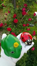 VINTAGE FROG AND LADYBUG TIN TOY FRICTION WIND UP RUSSIA USSR SOVIET CCCP      