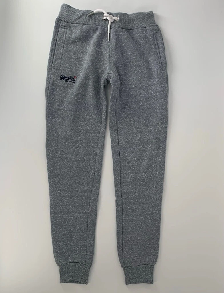 Superdry Womens Sweatpants Gray Pockets Heathered Drawstring Waist