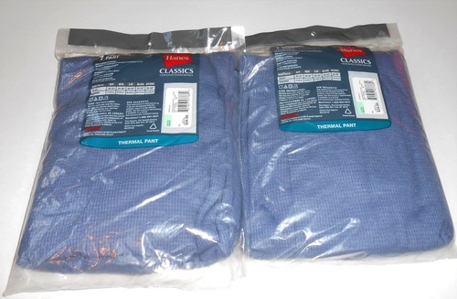 Hanes Mens Classic Flat No-Rub Seams Thermal Pant Blue 2XL/46-48"' X 2 NWT - 第 2/3 張圖片