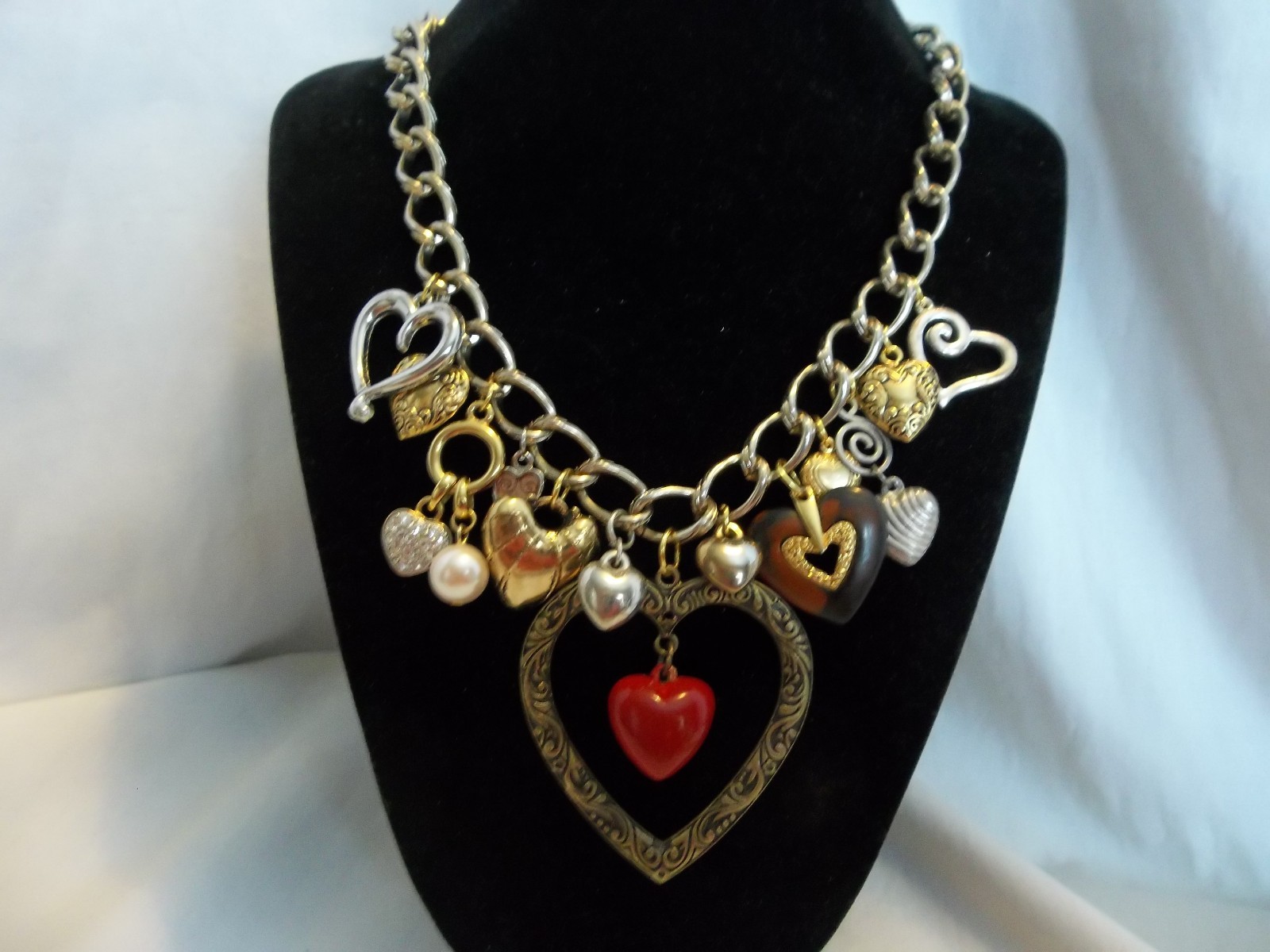 Assemblage Statement Red Heart Rhinestone Valenti… - image 2