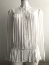 M&S Ivory Blouse with Shirred Waist Long Sleeved