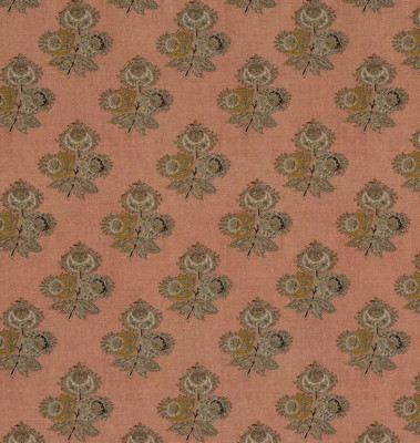 GP & J BAKER VORHANGSTOFF DESIGN Poppy Paisley 2,2 METER BLUSH LEINENMISCHUNG
