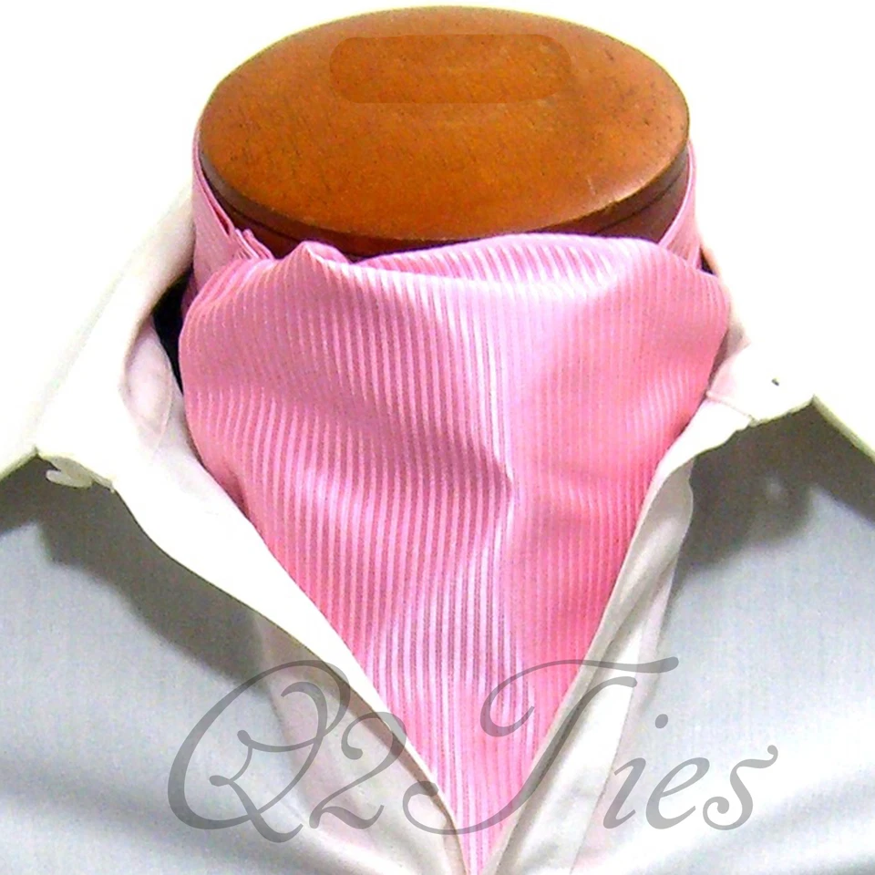 Mini listras masculinas ROSA estilo slipknot casual Ascot gravata e lenço conjunto com 2 peças - Imagem 3 de 3