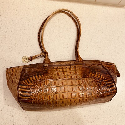 Brahmin VGC Brown Melbourne Croc Emb Leather Shoulder