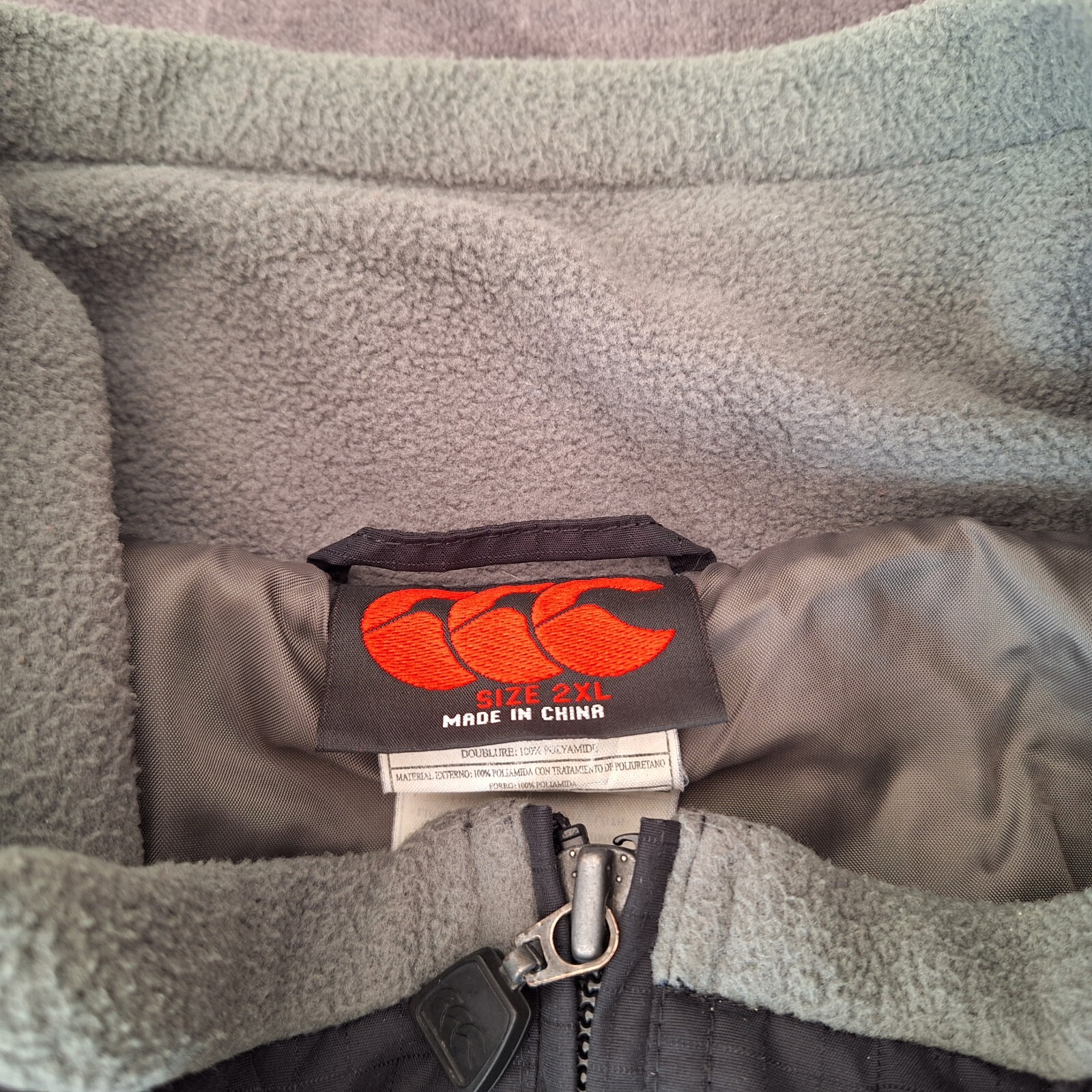 Canterbury Rugby Tech Padded Full Zip Jacket 2XL XXL Chest 56" Black/Grey Men's image 6