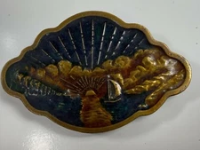 Vintage SAILBOAT Sailing Belt Buckle 1977 Bergamot Brass Works