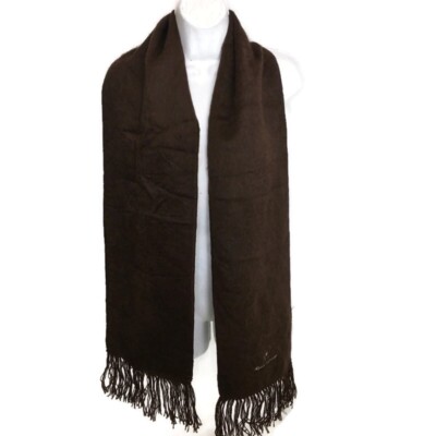 Alpaca Camargo Brown Solid Alpaca Wool Blend Fringe Scarf Made In Peru 72  Long