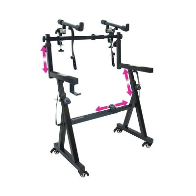 Liquid Stands Dual Piano Keyboard Stand w/ Wheels and 2nd Tier - Rolling Z St...