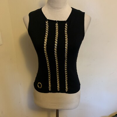 Gaetano Novarra Women s Chain Couture Top Size 40/6  Italy Black Color With Gold