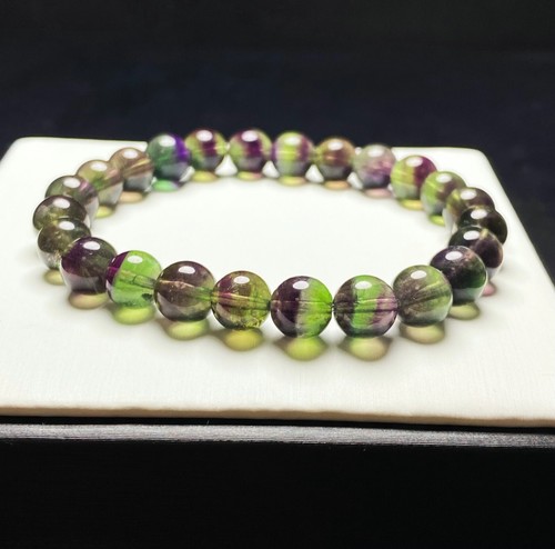 8.3mm Natural Color Fluorite Crystal Quartz Beads Bracelet C925 - Picture 3 of 6