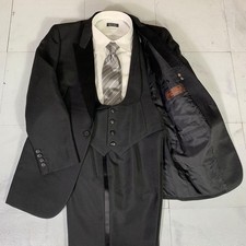 USED YVES SAINT LAURENT PEAKED LAPEL 3-PIECE TUXEDO, BLACK VERYGOOD