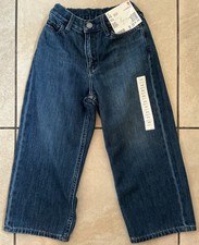 Uniqlo Wide Straight Jeans Kids Denim Pockets Adjustable Age 3-6 Years BNWT Blue