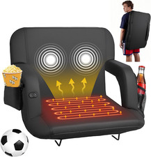 Stadium Seat, 25 Inch Heated Stadium Chair, Bleacher Seat Heated with 4 Pockets