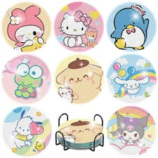 8Pcs Diamond Art Painting Coasters with Holder,DIY Cartoon Life Bdwy253--us