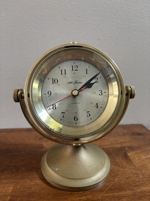 Vintage Seth Thomas Model No. 1044 Schooner Brass Swivel Desk Clock