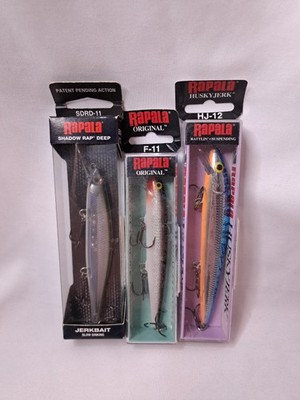 3 Rapala Lures New Shadow Rap Deep SDRD-11 / Original F11-S / Husky Jerk HJ-12