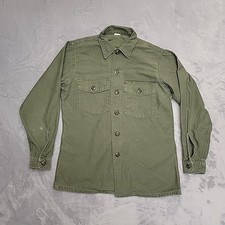 VTG Us Army Shirt Mens 15.5x33 Green OG 107 Sateen Made In The USA 70s Vietnam