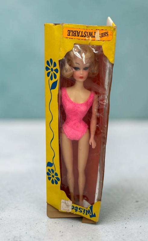 VTG 60's Barbie Twist N Turn clone Blonde Pink swimsuit original box Hong Kong