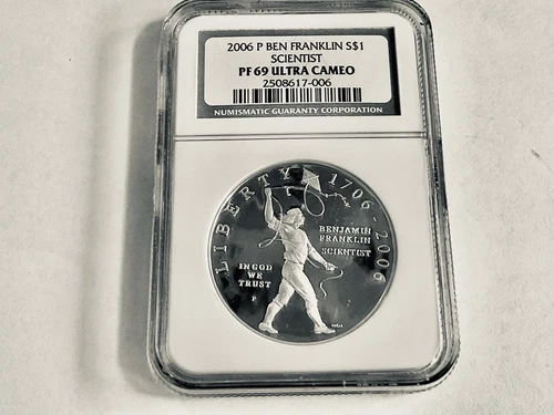 2006-P $1 Ben Franklin Scientist  Proof Silver Dollar NGC PF69 Ultra Cameo.