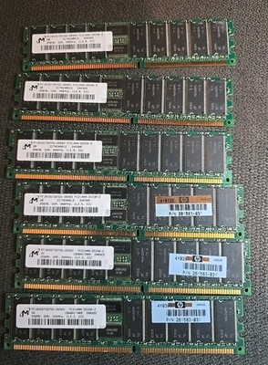 Lot of 6× 256MB DDR PC2100 ECC Registered Server RAM 266MHz CL2.5