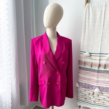 Zara Fuchsia Pink Double Breasted Lightweight Oversized Blazer Women s Size XS