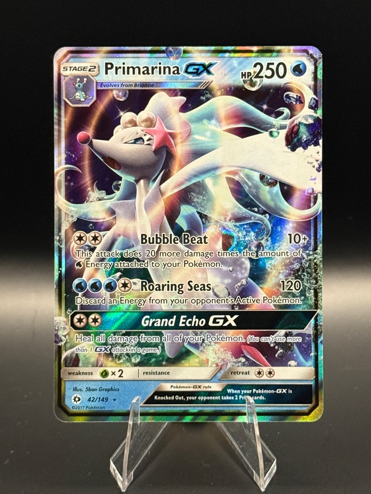 Primarina-GX - 42/149 Ultra Rare Sun & Moon Base Set NM Pokemon TCG