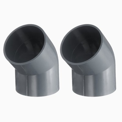 2x 2,5'' 45° PVC-Winkeladapter für Möbelbau, Grau