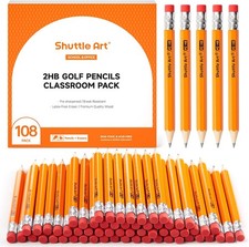 108 Pack Golf Pencils With Erasers, Pencils Bulk, Mini Pencil, for Kids Teachers