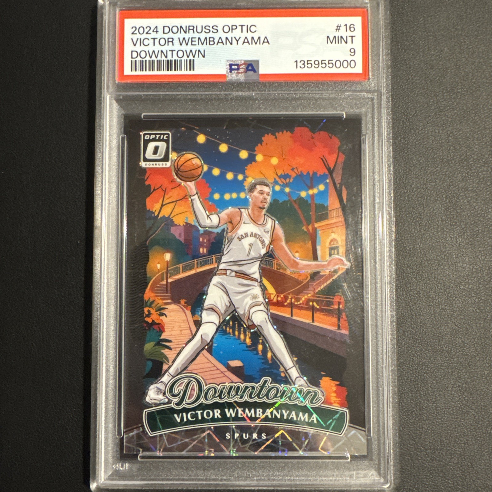 WEMBY DOWNTOWN!!! 2024-25 Donruss Optic Downtown Victor Wembanyama #16 PSA 9