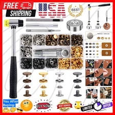 120 Set Snap Fasteners Kit for Leather 12mm Metal Button Snaps Press Studs wi...