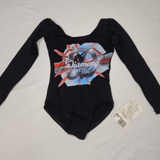 Capezio black long sleeve leotard with Diamond graphic