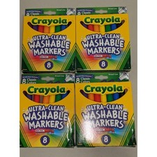 32 Crayola Ultra-Clean Washable Markers Broad Line 4 Packs Of 8 New -122001
