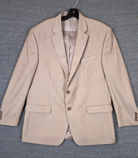 Chaps Blazer Mens 44R Beige Brown Blazer Sport Coat Jacket Lined Preppy Dress