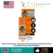 Gorilla 2 Part Epoxy Clear Resin 0.85 oz Syringe 5 Minute Set Time