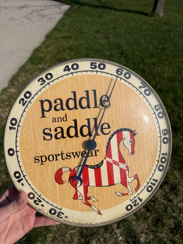 Paddle And saddle Sportswear Horse Pam Advertising Thermometer SIGN Glass 12”