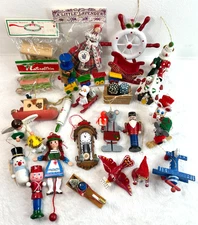 Wooden Christmas Ornament Lot of 27 Assorted Holiday Characters               X8