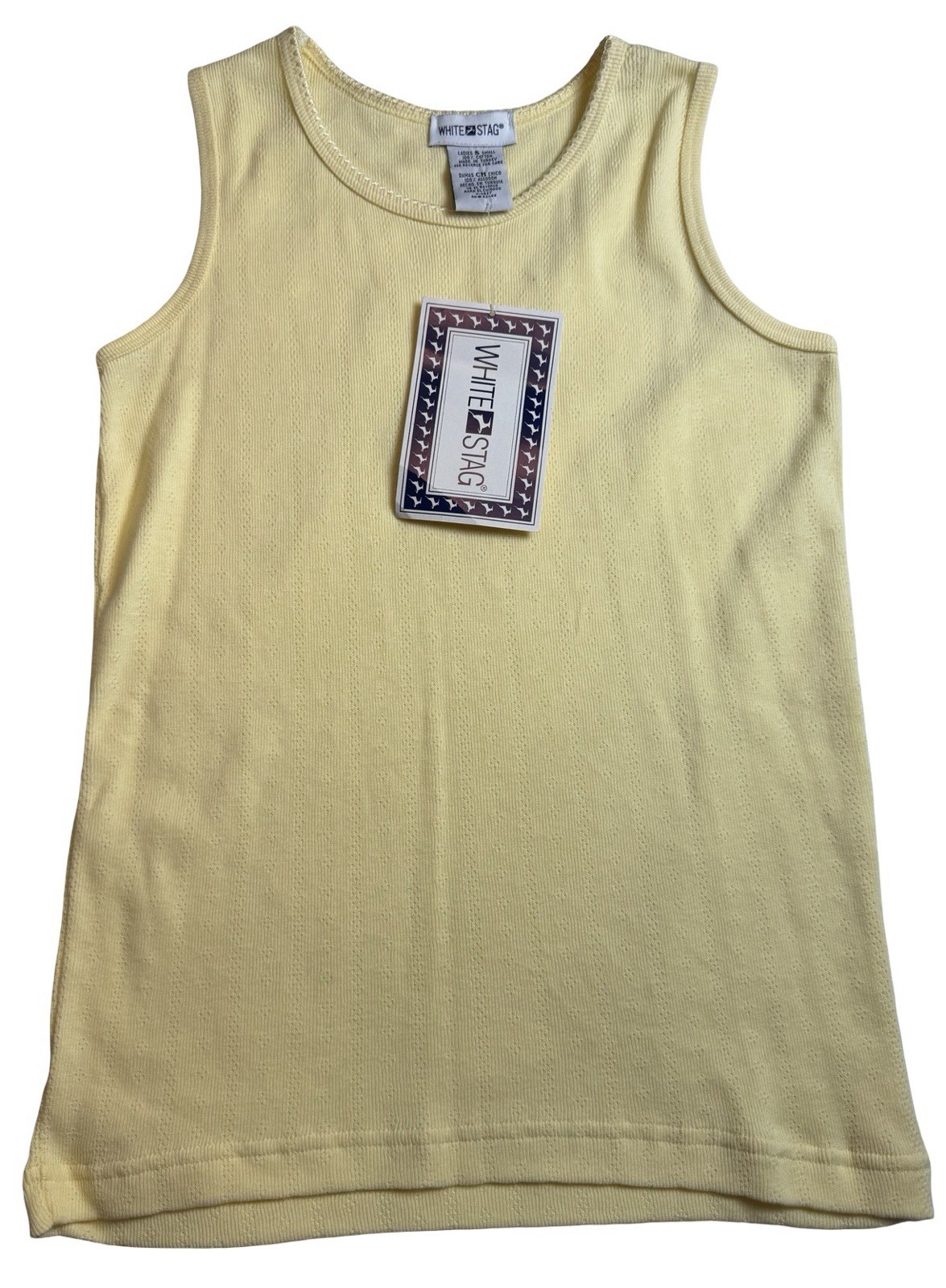 Vintage NWT White Stag Yellow Pointelle Tank Top Sleeveless Knit Womens NOS