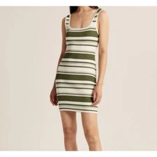 Abercrombie & Fitch Green Stripe Knit Twist Dress Small NWT