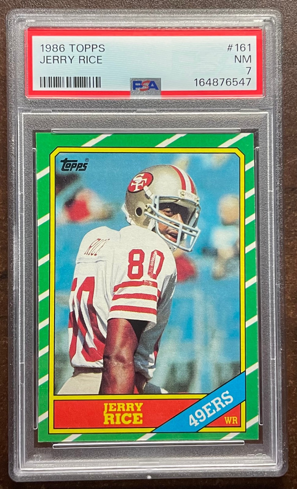 1986 Topps *JERRY RICE* Rookie w/C* #161 PSA NM 7 San Francisco 49er's NFL HOF