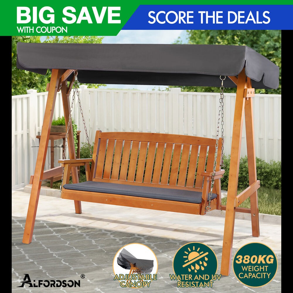 ALFORDSON Swing Chair Outdoor Furniture Wooden Garden Patio Bench