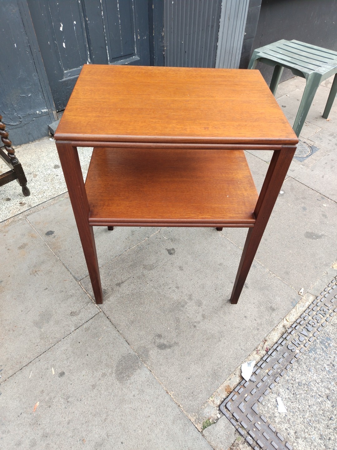 Mid Century Teak Small Two Tier Side Table Vintage Wooden Retro Stand