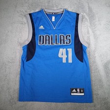 Dirk Nowitzki 41 Dallas Mavericks NBA Adidas Jersey Blue Medium