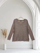 a.n.a Women’s Long Sleeve V Neck Top Size Large Soft Stretch Knit Casual Chic