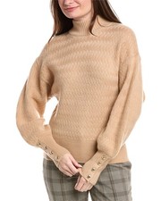 Elie Tahari Balloon Sleeve Turtleneck Cashmere Sweater Women's