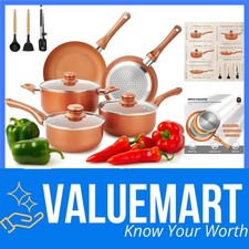 Kochgeschirr-Set Aluminium Kupfer 11-tlg. antihaft spülmaschinenfest