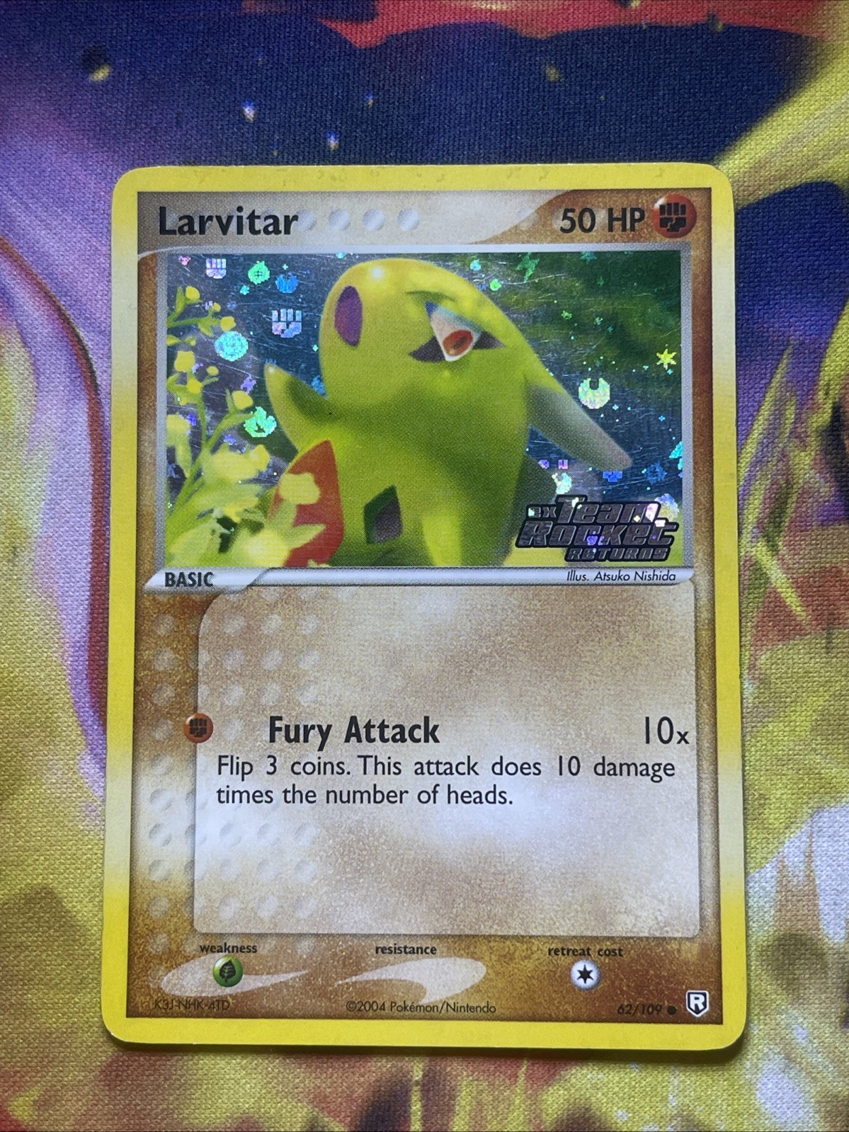 Pokemon Card Larvitar Ex Team Rocket Returns 62/109 Reverse Holo Stamped- Mp